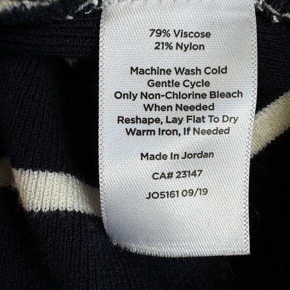 Talbots Pullover Sweater Size M V Neck Striped Viscose Nylon Classic Blue - Picture 4 of 5